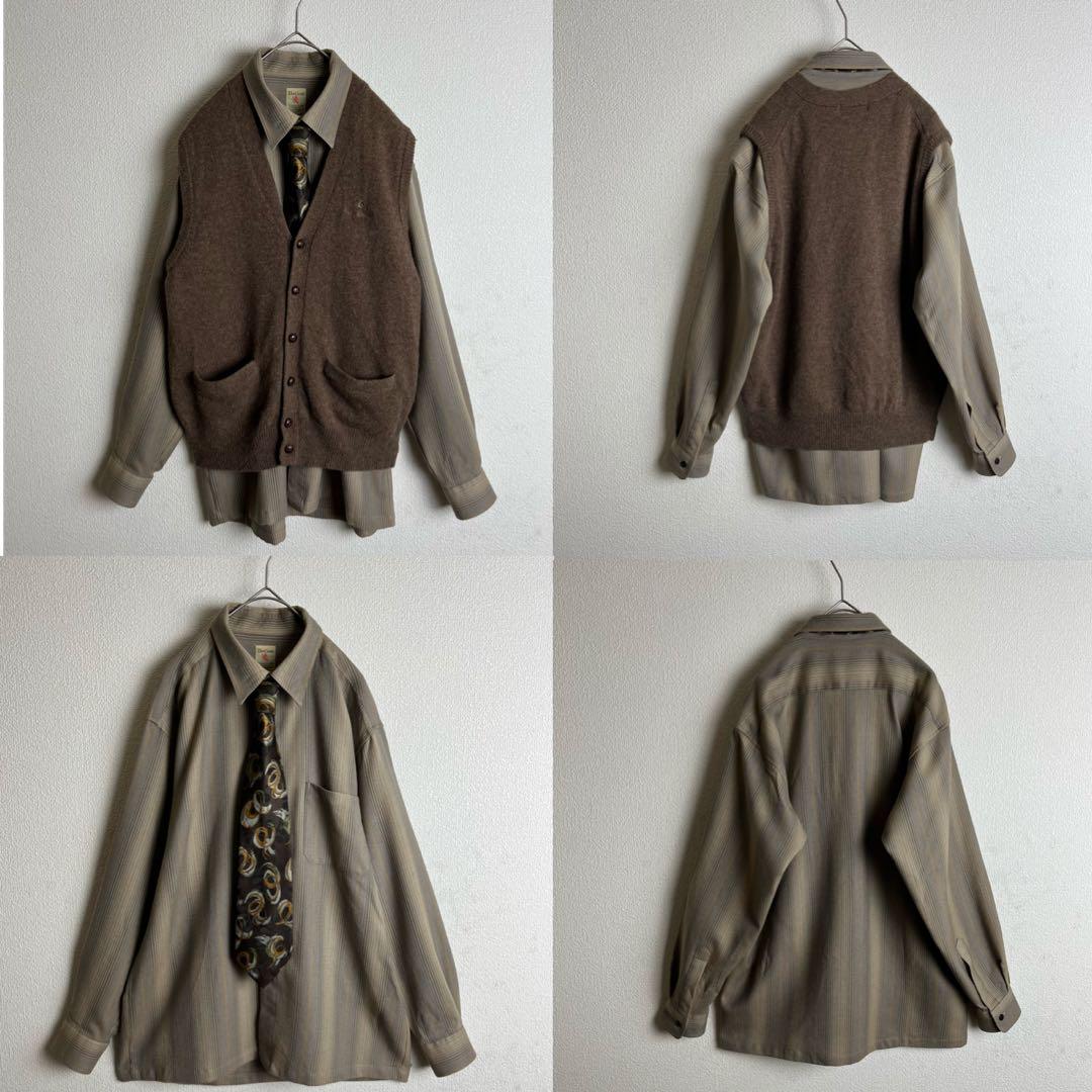 【新品】 2点まとめネクタイシャツニットベスト pierre cardin 刺繍 昭和 トップス