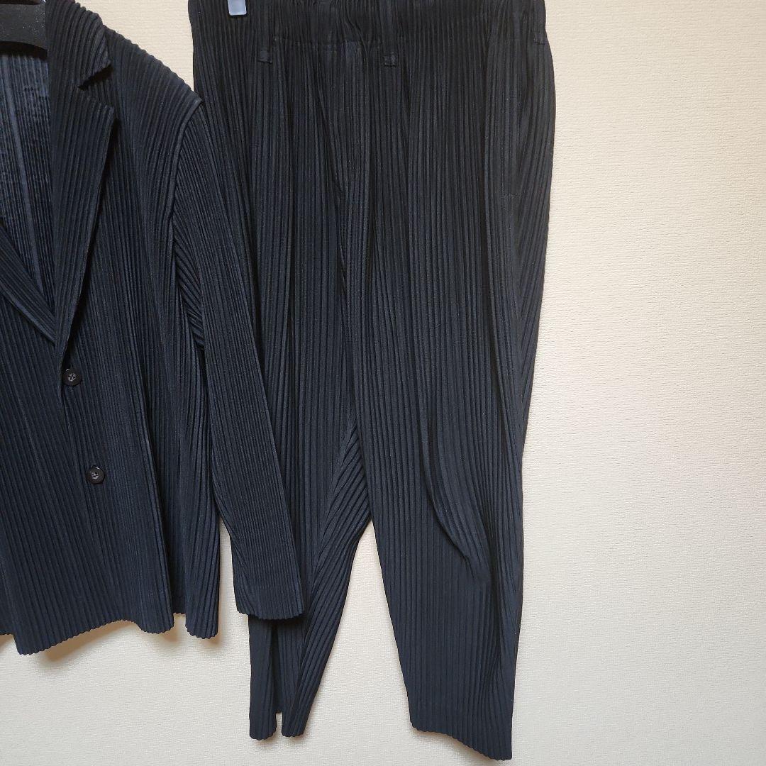 極美品 HOMMEPLISSE オムプリッセ プリーツ ジャケット セットアップ