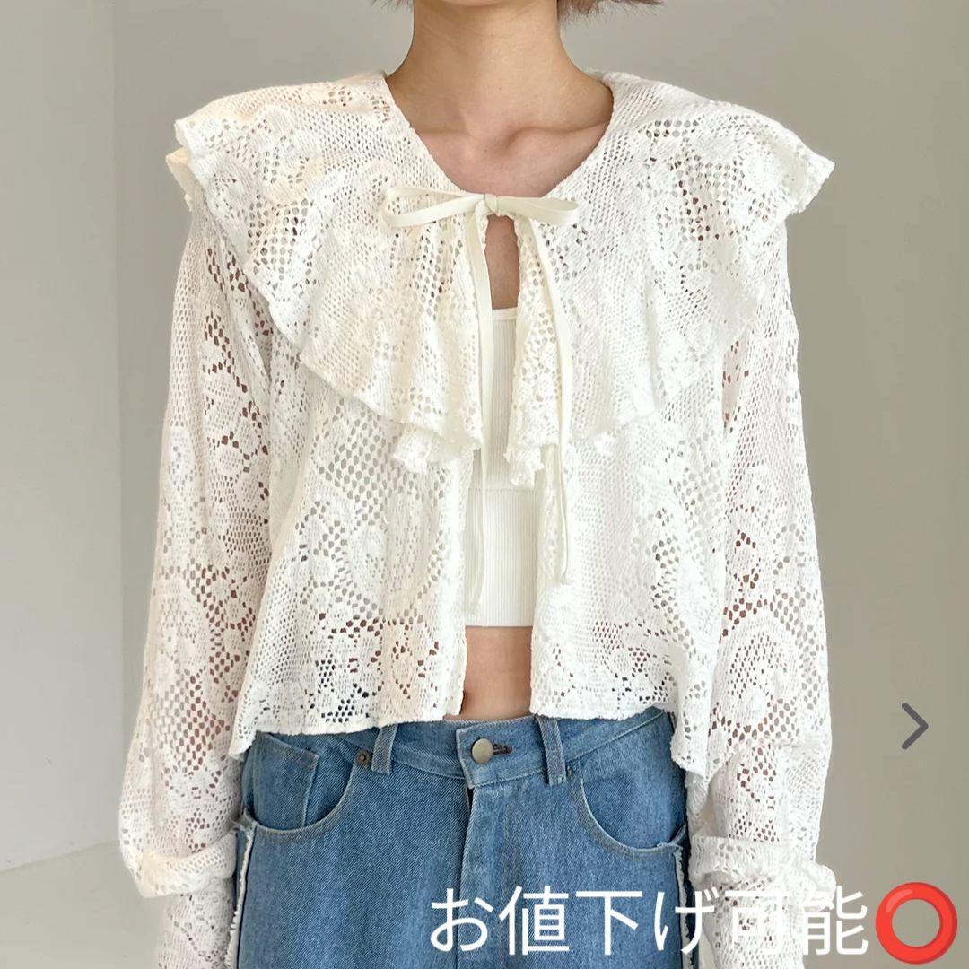 Poppy レースラッフルカーディガン 長袖 POPPY レースラッフルカーディガン - メルカリ