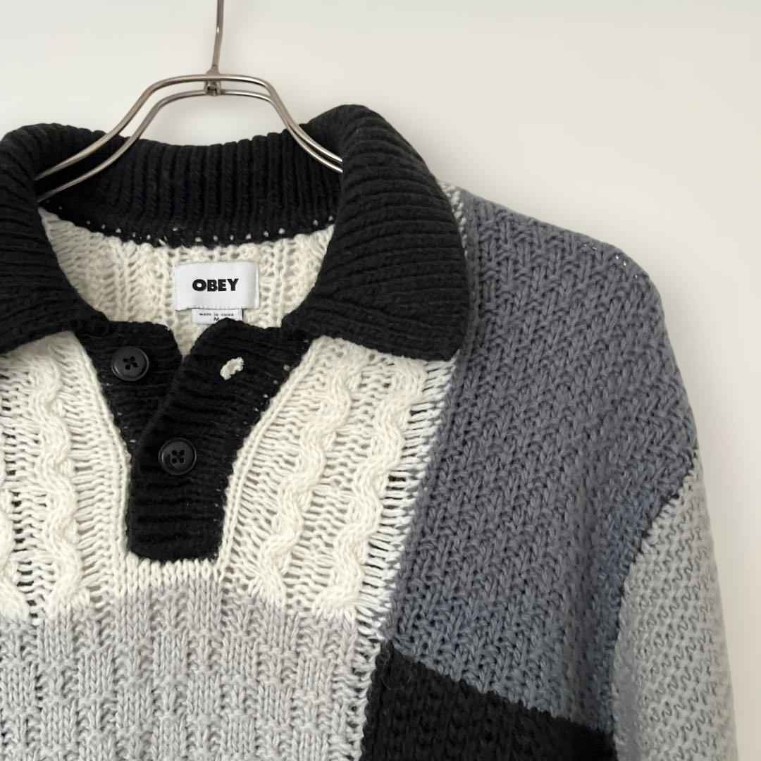 OBEY オベイ OLIVER PATCHWORK SWEATERM OBEY KANDAIZUMI_COM