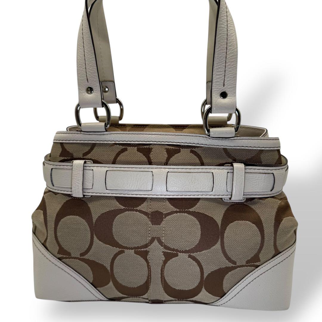最新コレックション COACH ホワイト系 キャンバス パイソン トートバッグ コーチ バッグ