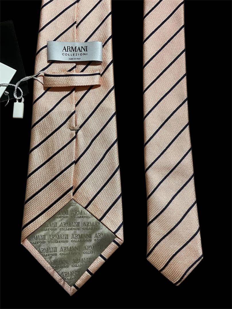 ARMANI COLLEZIONI シルク ネクタイ ベージュ/黒新品タグ付き