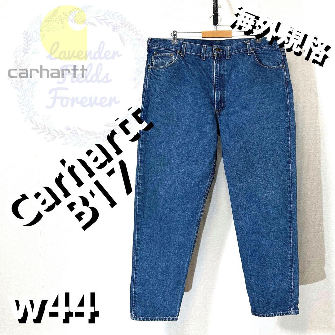カーハートデニムパンツ大バギーワイドテーパード革ロゴw44アメリカUSA古着