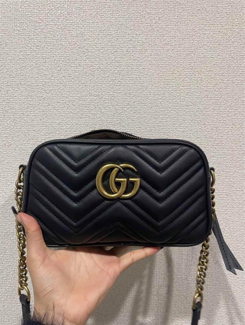 GUCCI GGマーモント スモール ショルダーバッグ 黒