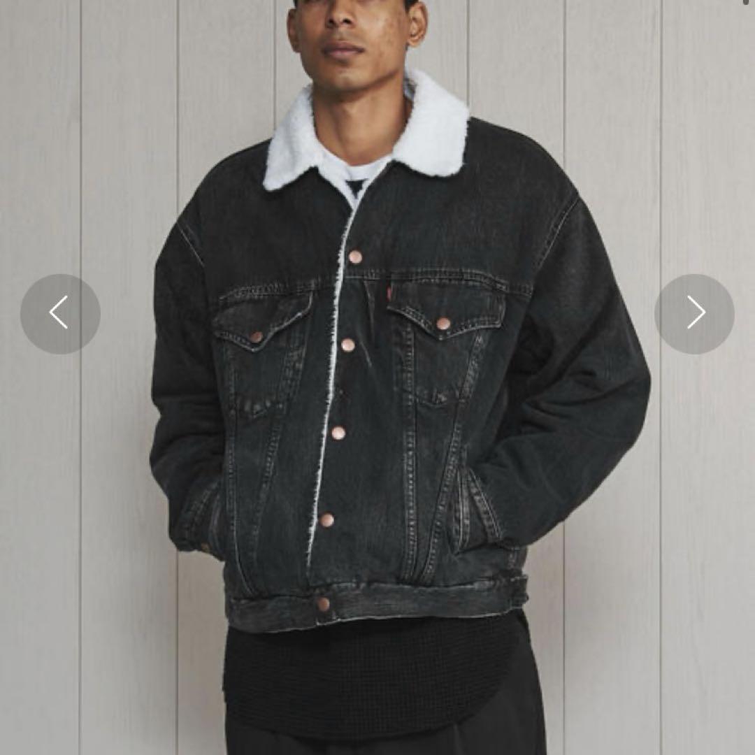<H>BLACK DENIM BOA JACKET 裏ボアデニムジャケット S 画像5