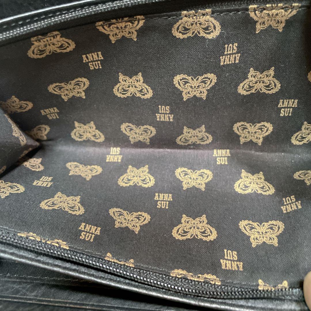 極美品　アナスイ　レザー　ラウンドファスナー　ジッパー　長財布　ブラック　黒