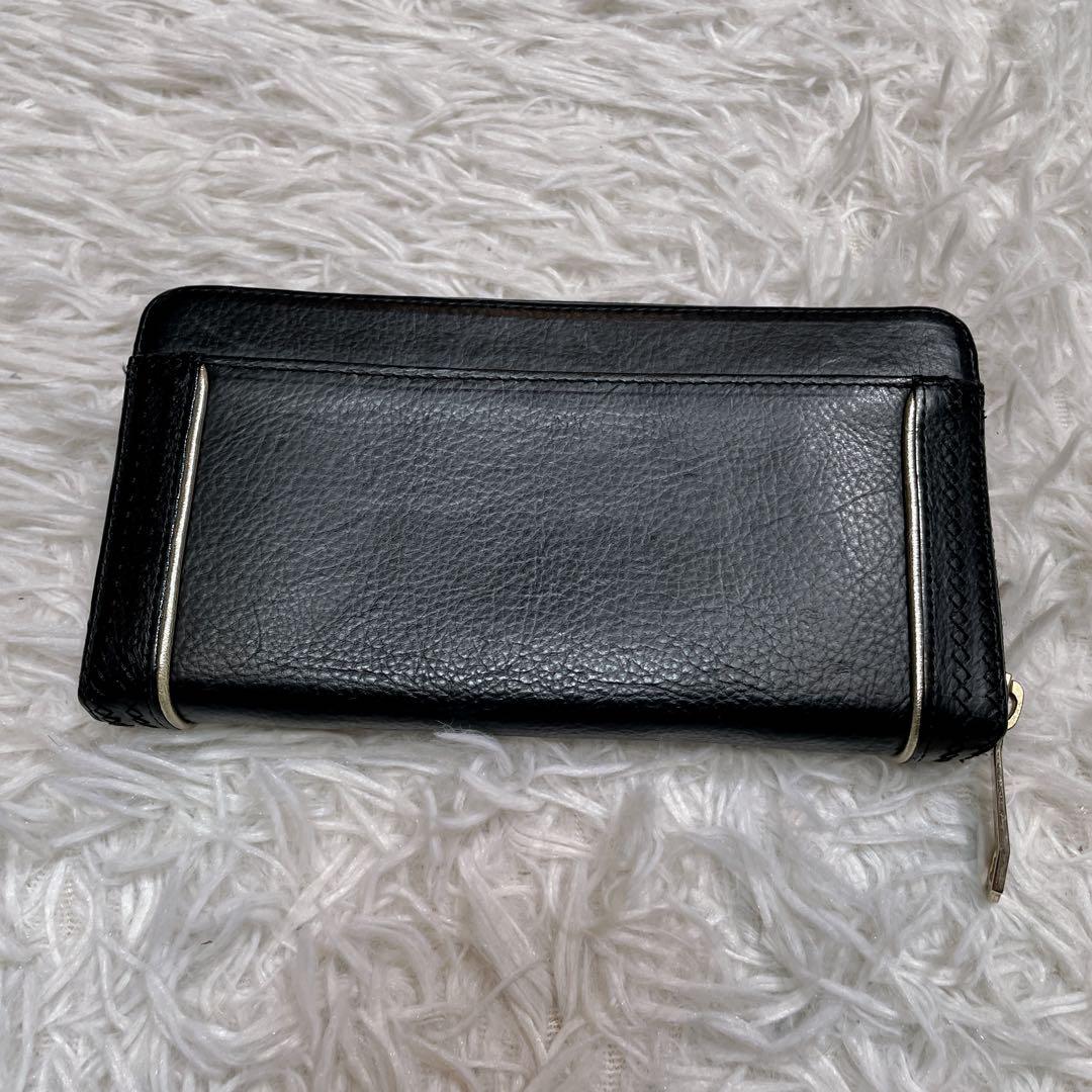 極美品　アナスイ　レザー　ラウンドファスナー　ジッパー　長財布　ブラック　黒