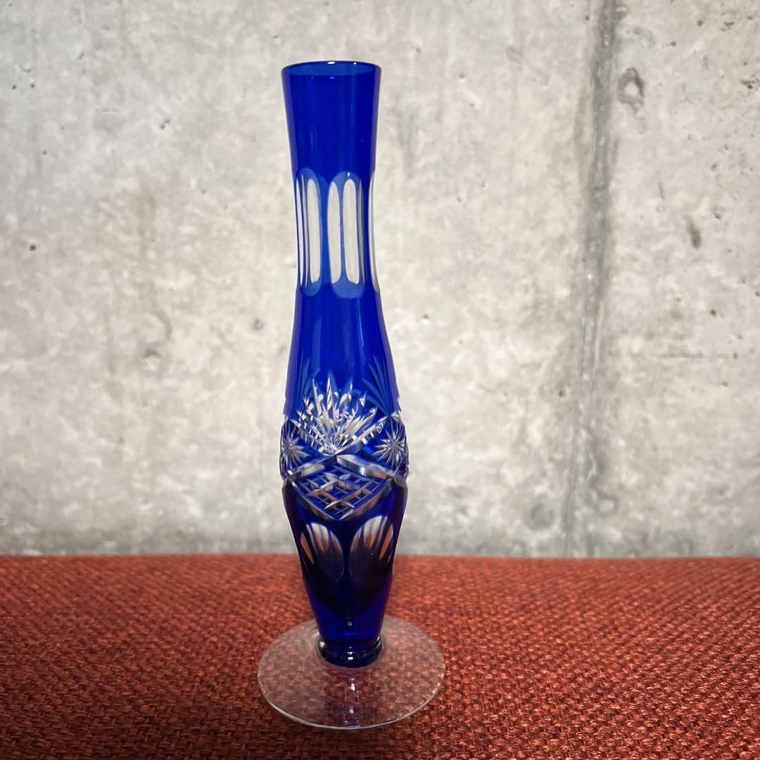 レトロ切子花瓶一輪挿し｟１６.5cm｠
