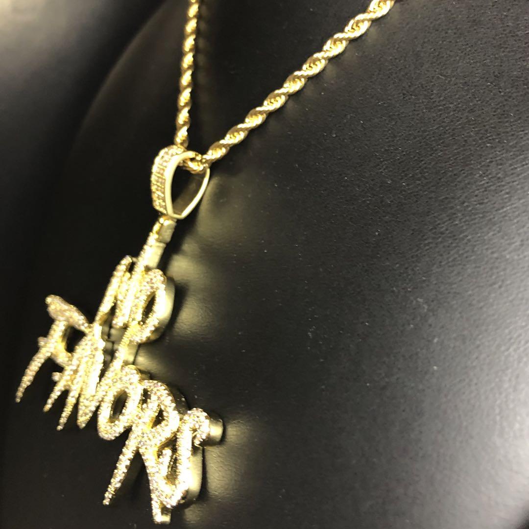 【新品】No favors ネックレス モチーフ 文字 ゴールド ロープチェーン