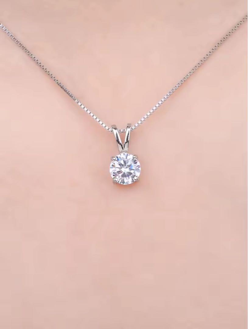 071N∞【リース】ネックレス ダイヤ リング 輪 S925 プラチナ