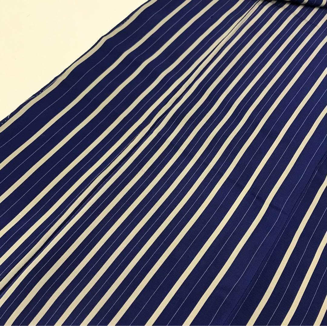 アンティーク着物 小紋 縦縞模様 青と灰色 AK-5046