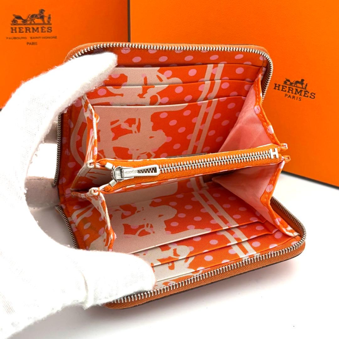 ☆美品☆エルメス 財布 アザップ シルクインコンパクト 2018年製 オレンジ ☆美品☆エルメス 財布 アザップ シルクインコンパクト 2018年製 オレンジ