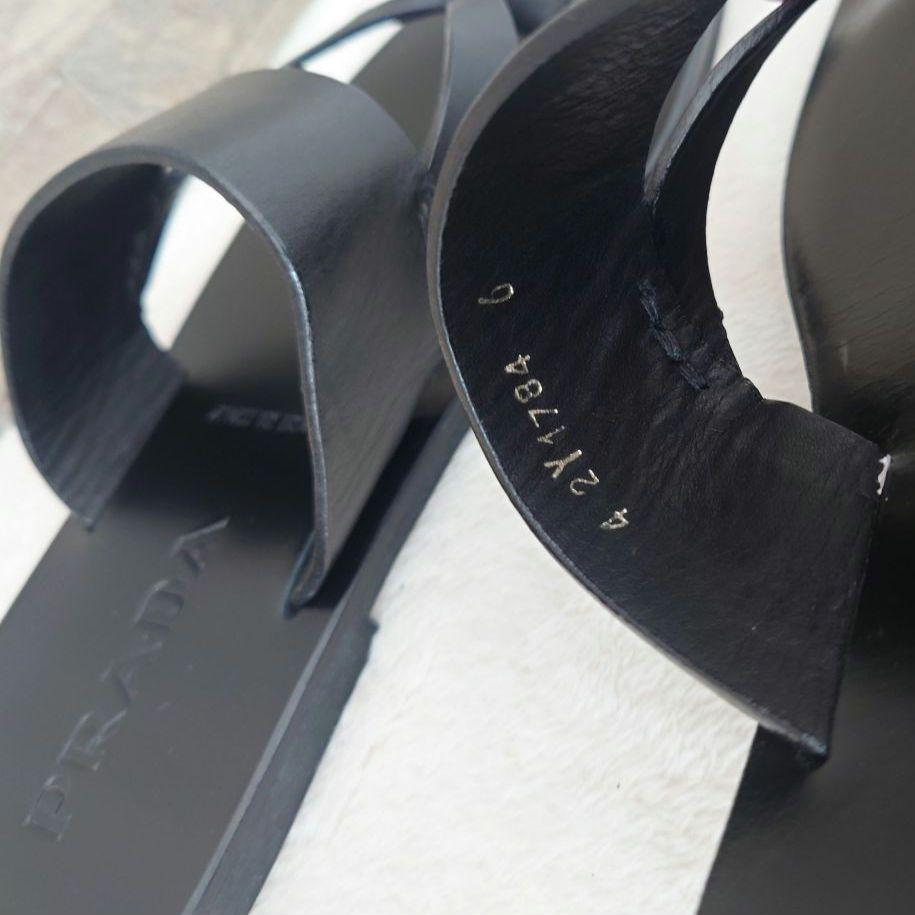 美品】PRADA プラダ レザー フラットサンダル トングサンダル 約23cm