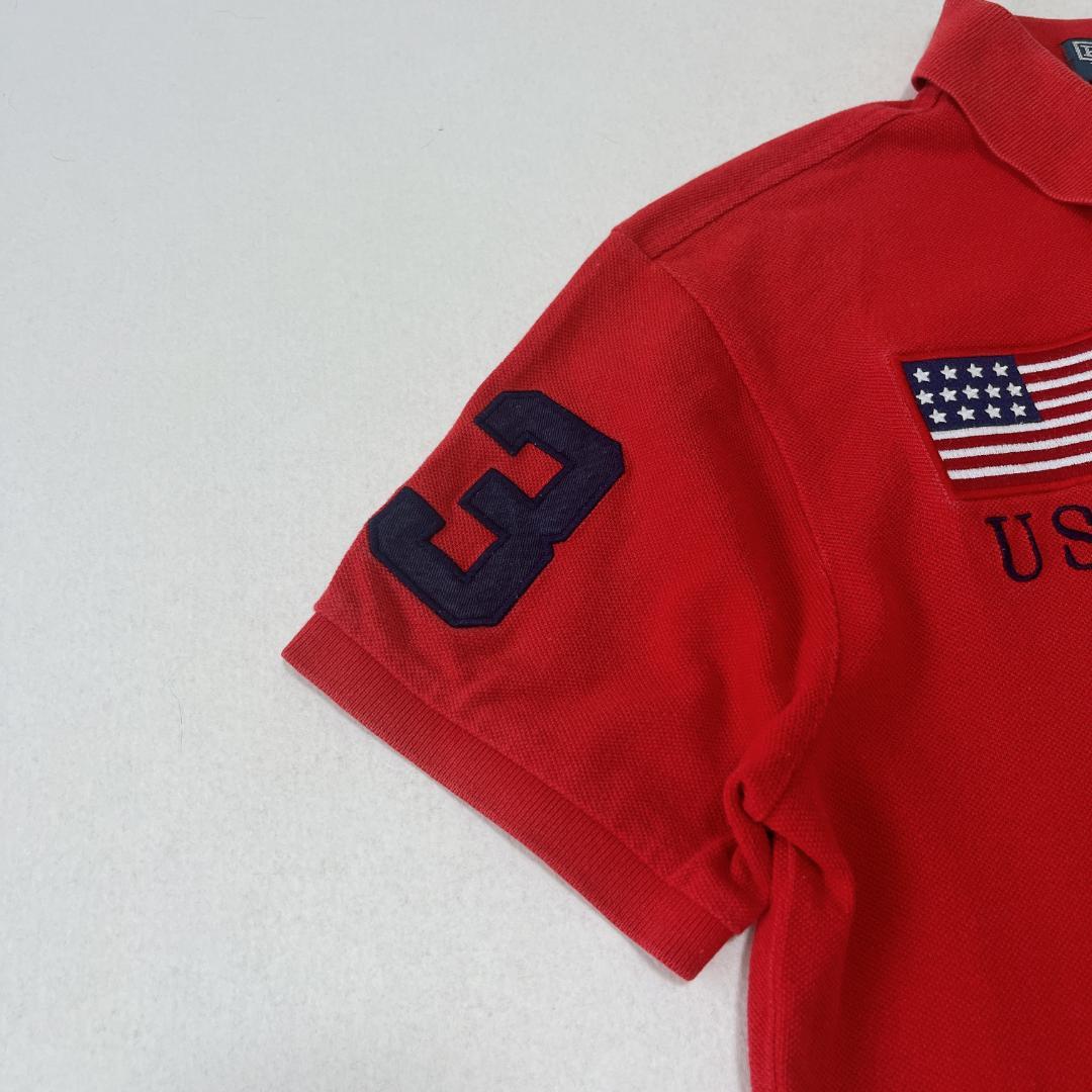 ラルフローレン ビッグポニー 刺繍ロゴ USA 星条旗 ポロシャツ