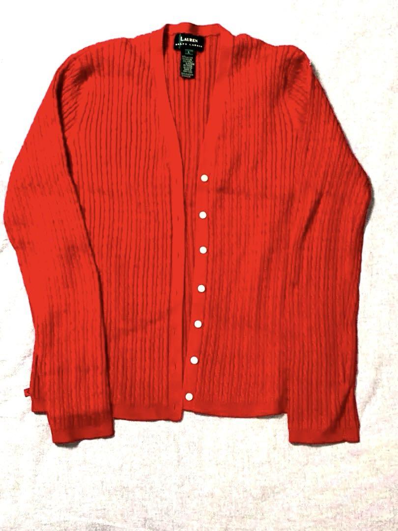 いラインアップ LAUREN RALPH LAUREN リブ編みセット Lサイズ レッド トップス