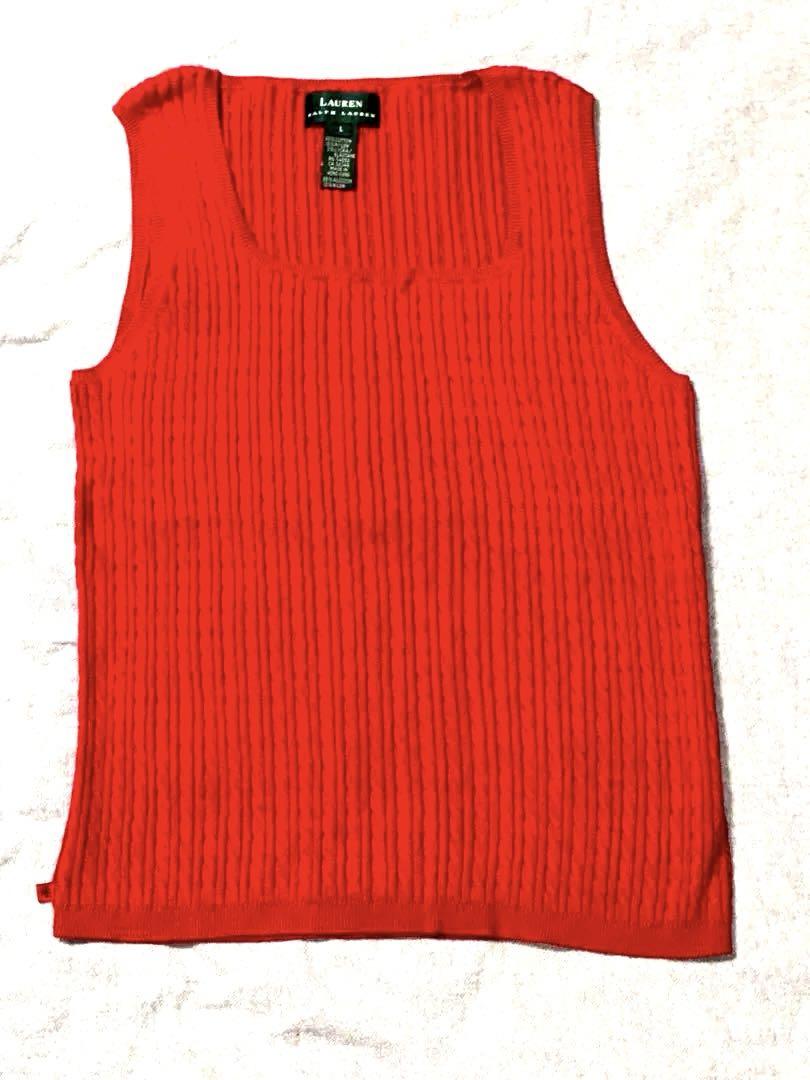 LAUREN RALPH LAUREN リブ編みセット Lサイズ レッド LAUREN RALPH LAUREN リブ編みセット Lサイズ レッド トップス