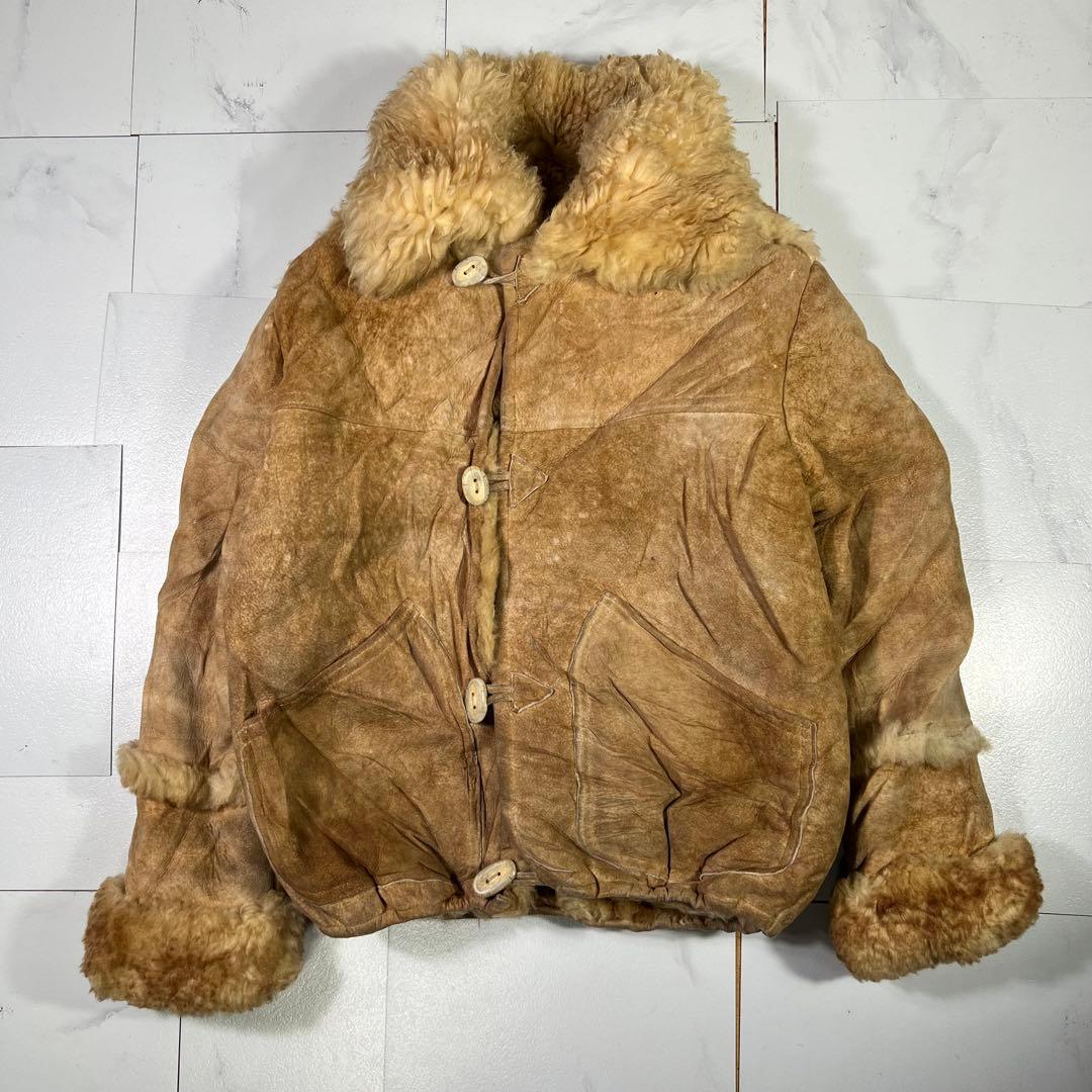 80s 本革 ヴィンテージ レザームートンジャケット シープスキンS