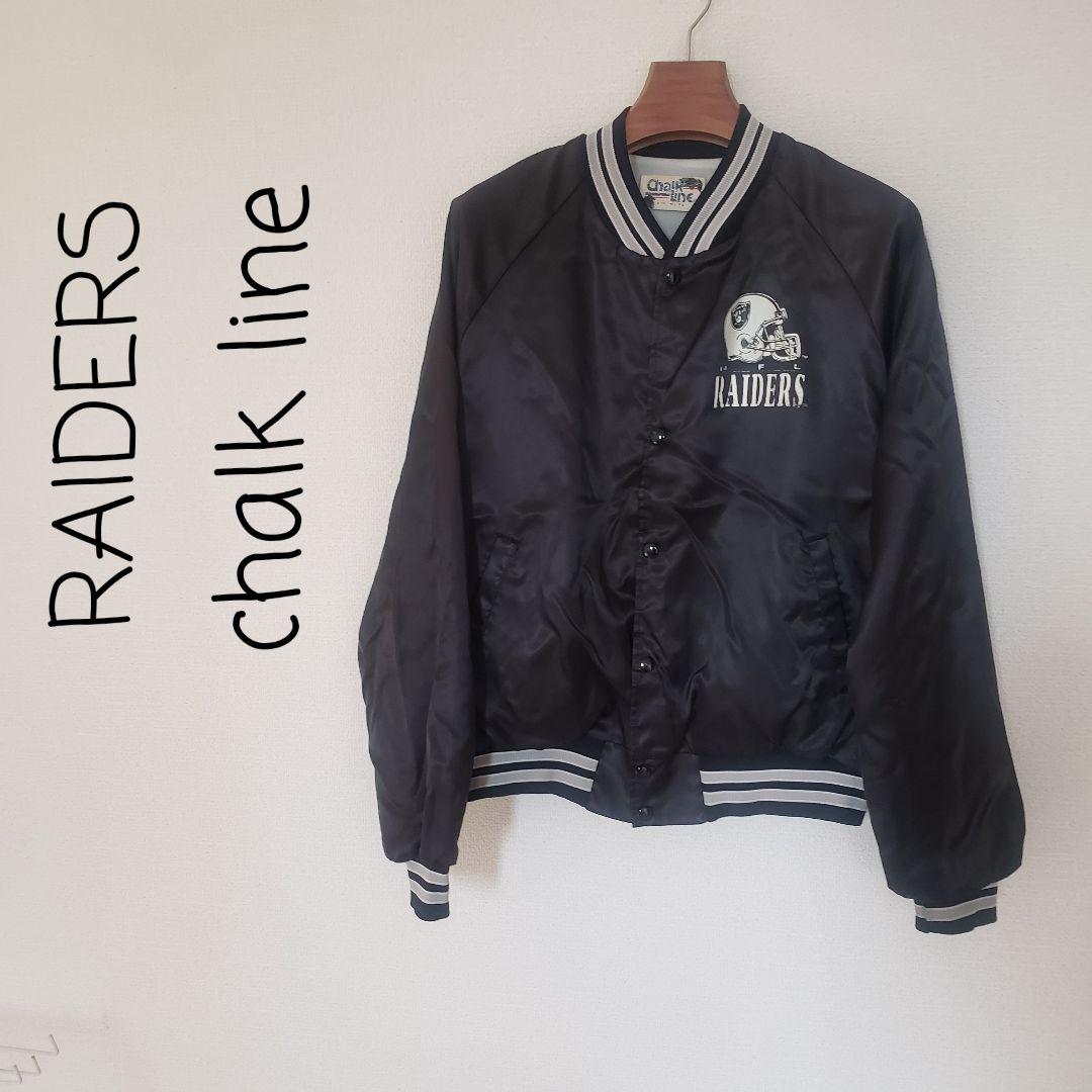 RAIDERS ブラック ジャケット CHALK LINE USA スタジャン Chalk Line RAIDERS スタジャン ブラック アメリカ製 ジャケット