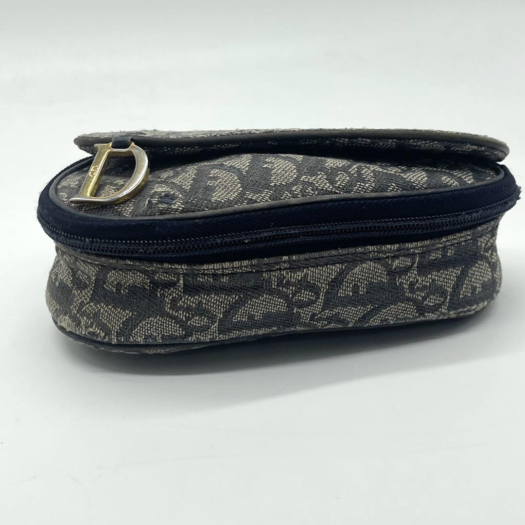 【極美品】 クリスチャンディオール ポーチ トロッター 円筒型 ネイビー 超美品 Christian Dior クリスチャンディオール トロッター