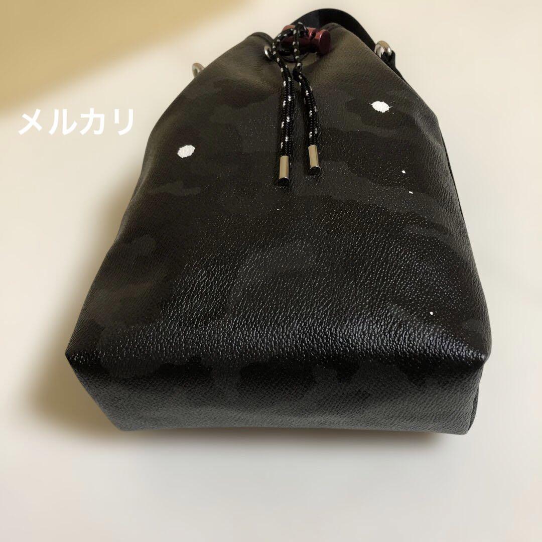 Gentil Bandit ブラックカモ　2way巾着ショルダーバッグ