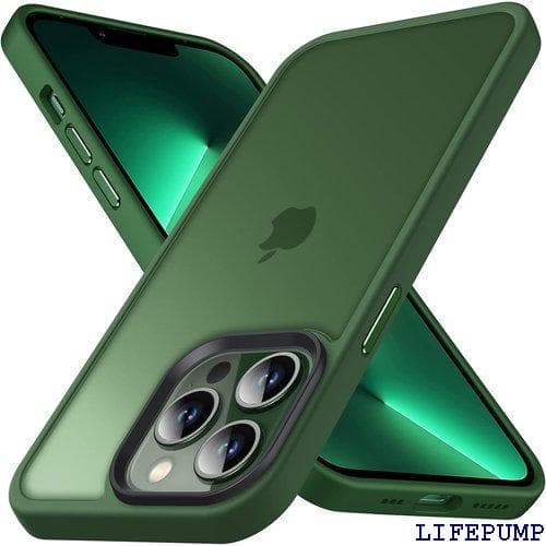 Anqrp iPhone13 Pro 用 ケース 半透 フ トグリーン 1110