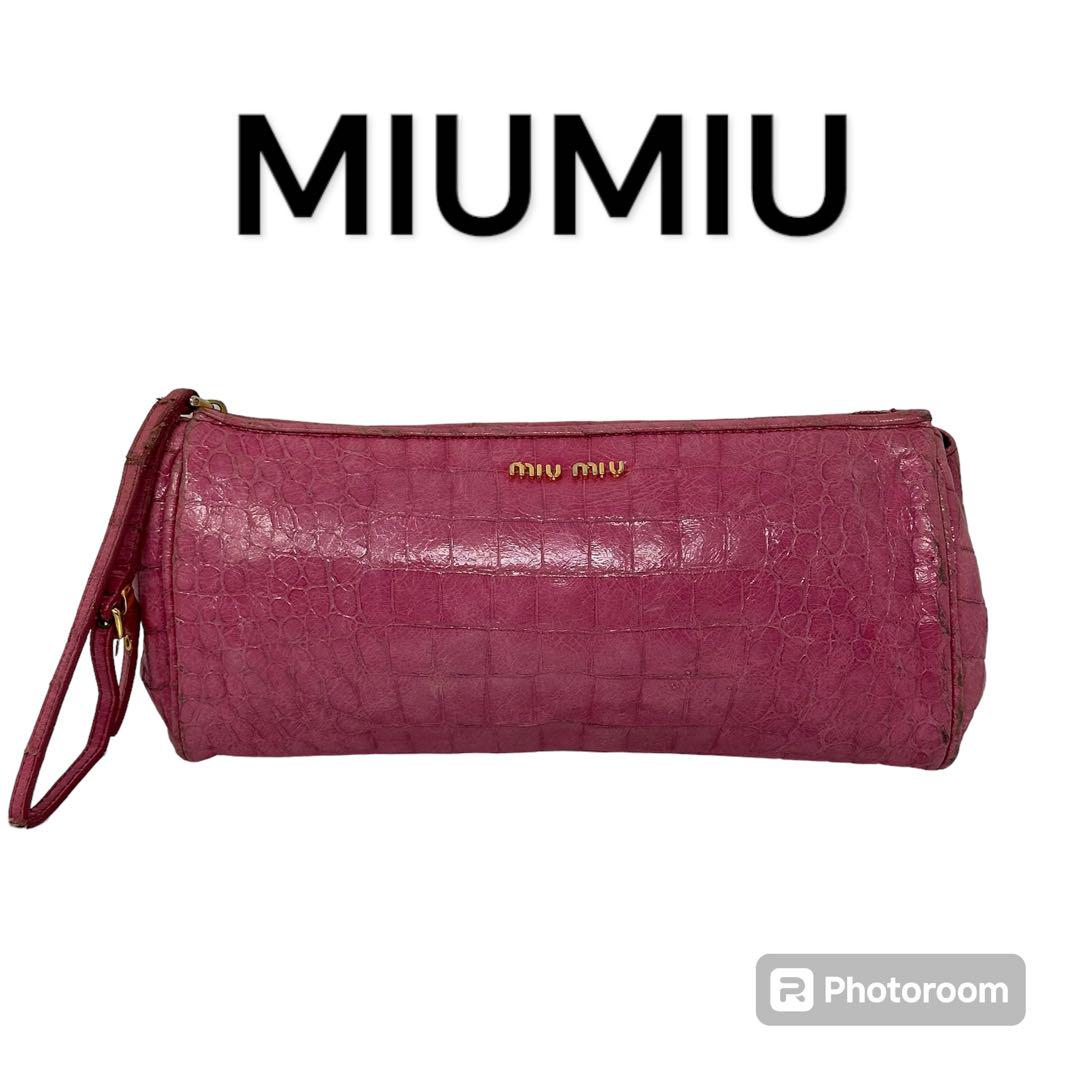 MIU MIU ポーチ クロコダイル 本革 MIU MIU ポーチ クロコダイル 本革