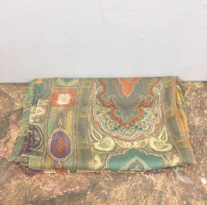 ETRO エトロシルク100%ペイズリー柄大判ショール(ストール)