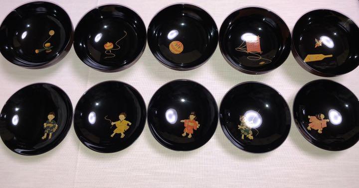 高級 輪島塗 慶塚作 童蒔絵 煮物椀 5客 漆器 共箱入り