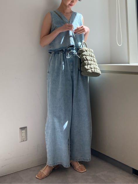 【美品】上下セット　many tuck denim(メニータックデニム)