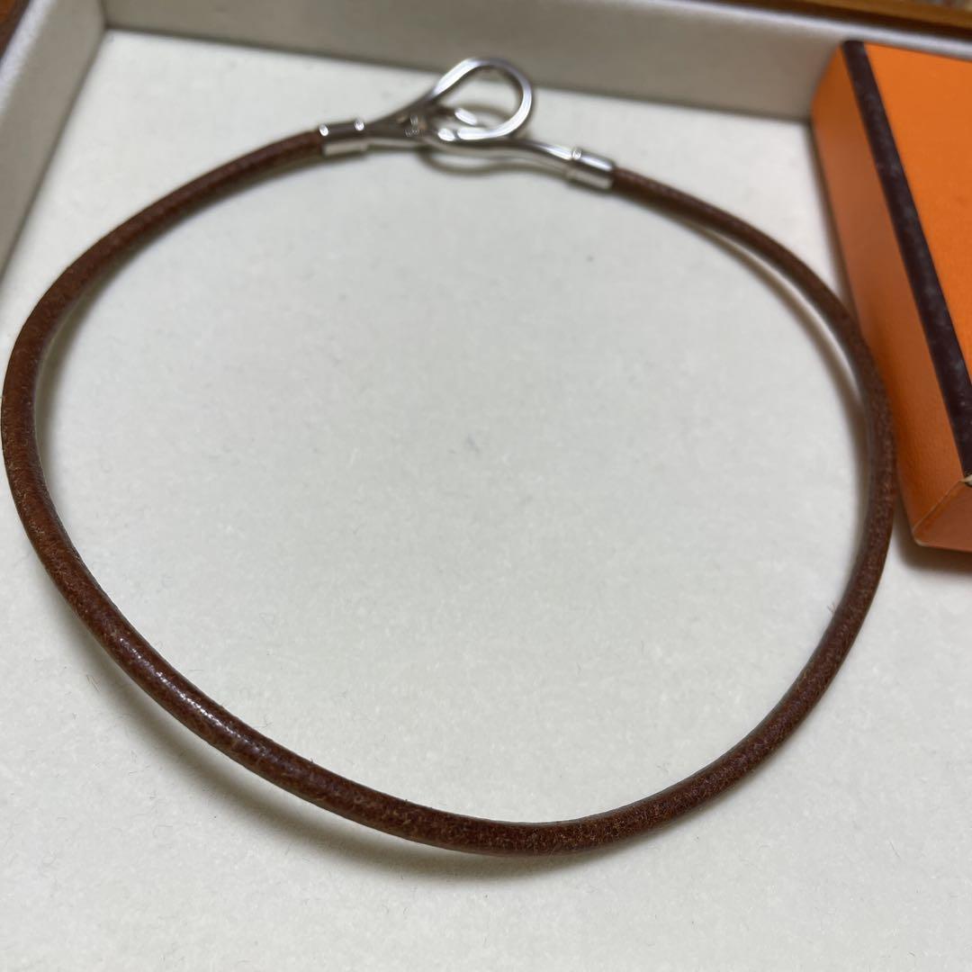 HERMES エルメス ジャンボチョーカー シルバー金具 ヌメ皮 箱