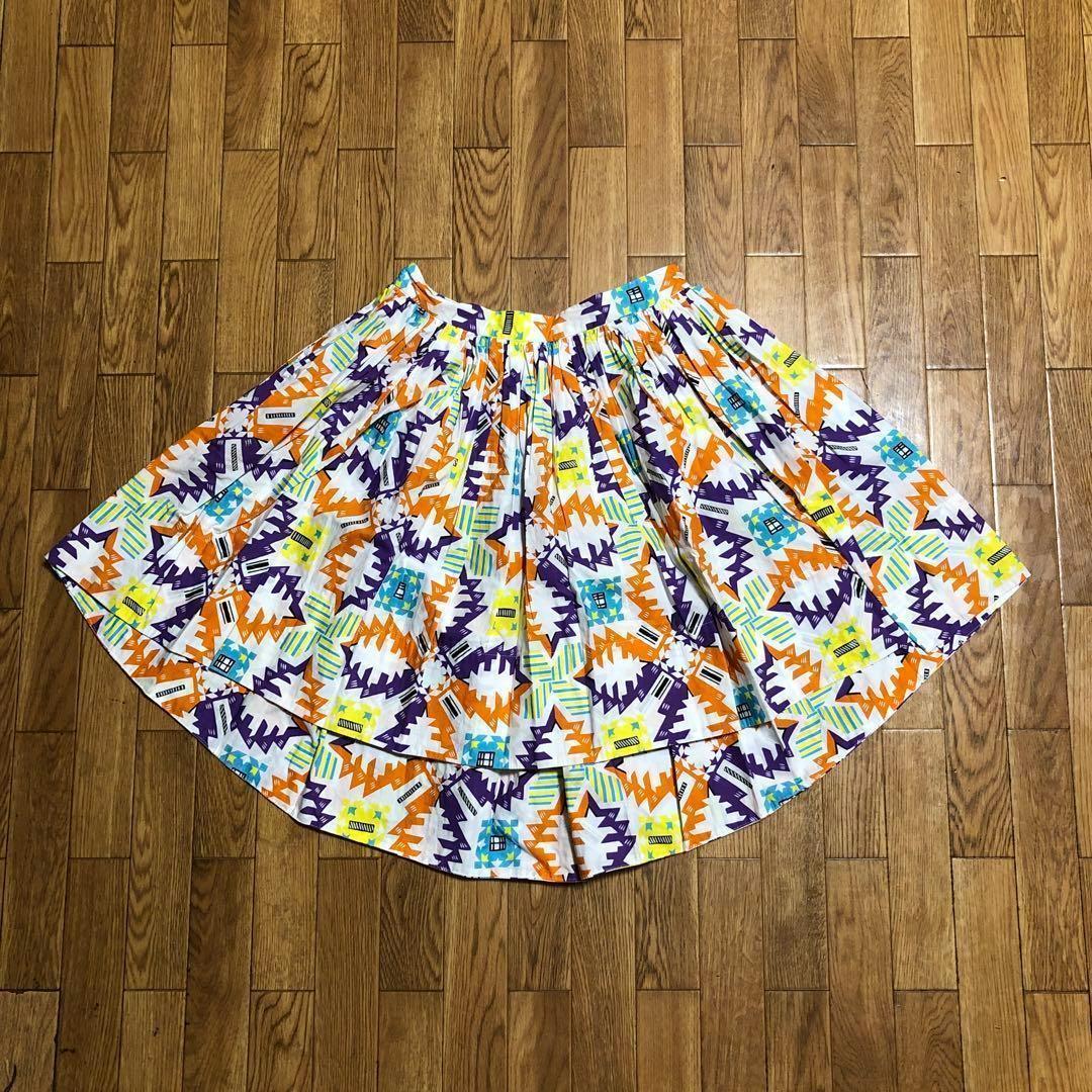 イタリア製 MSGM 総柄 コットン スカート プリーツ 40 マルチカラー