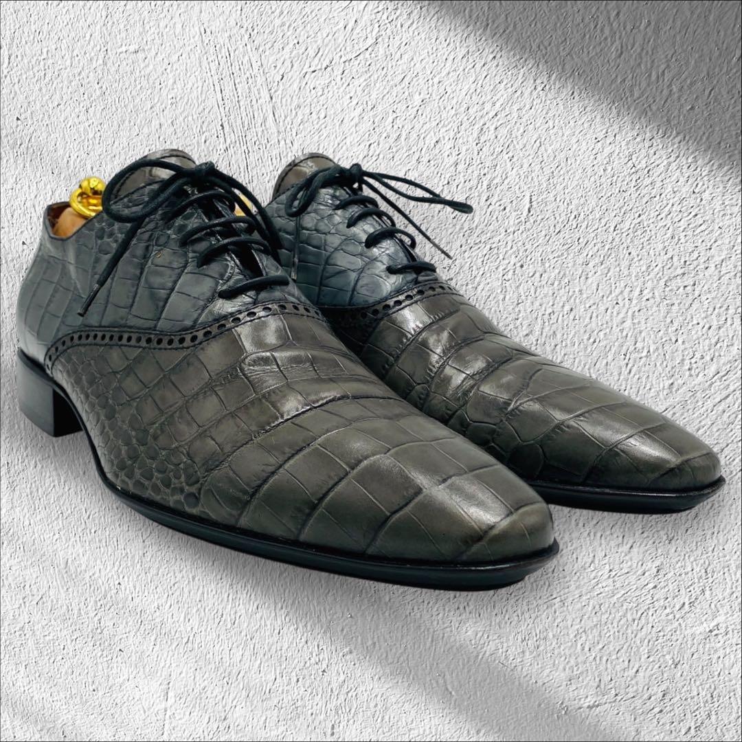 VISARUNO × KOIL クロコ型押し レースアップシューズ 27cm