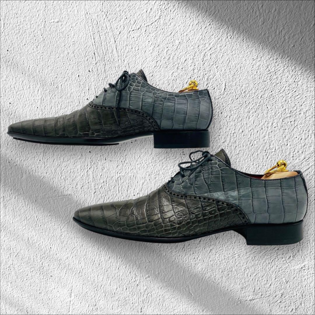 VISARUNO × KOIL クロコ型押し レースアップシューズ 27cm