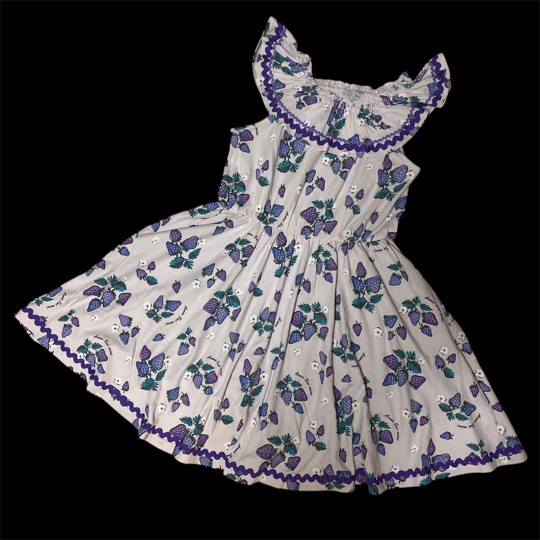 ✮新品✮アナスイミニ✮150cm✮ワンピース✮ラベンダー✮いちご✮綿100%✮