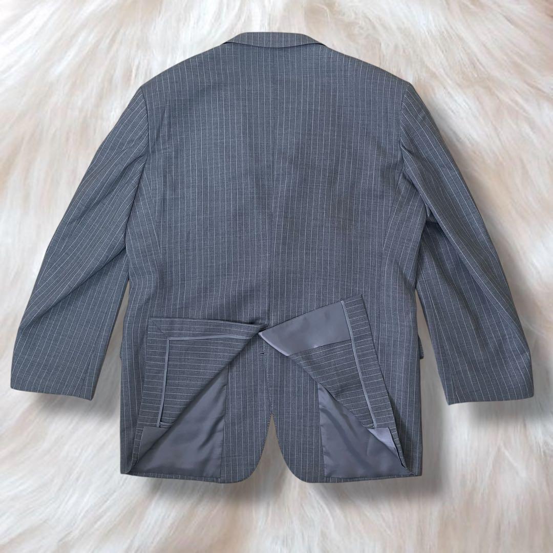 極美品 エルメネジルドゼニア セットアップスーツ グレー L ウール ストライプ