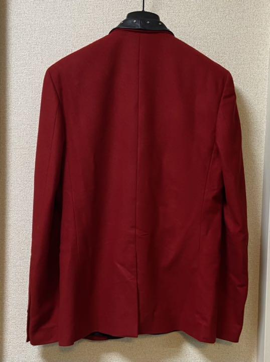 美品 50 SAINTLAURENT Y2kq0-m45382039890 サンローラン ラペルレザーレッドジャケット 超歓迎特価