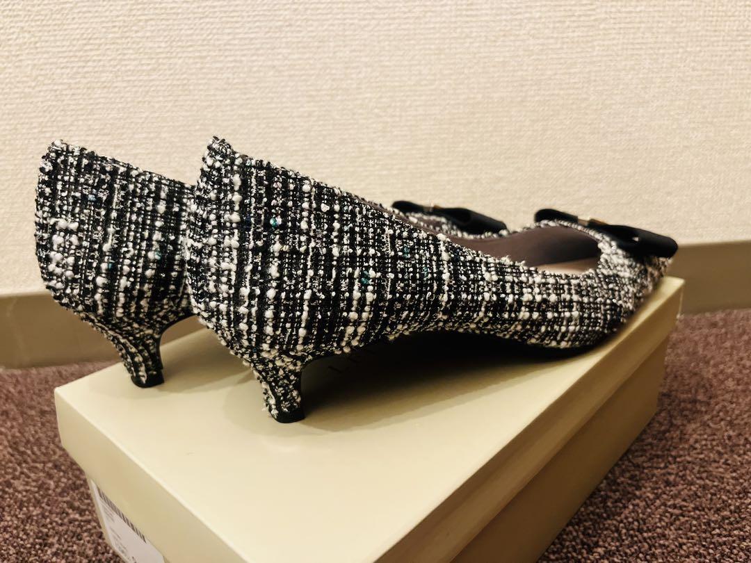 新品同様　ダイアナ　グログランリボン スクエアトゥパンプス　24.5