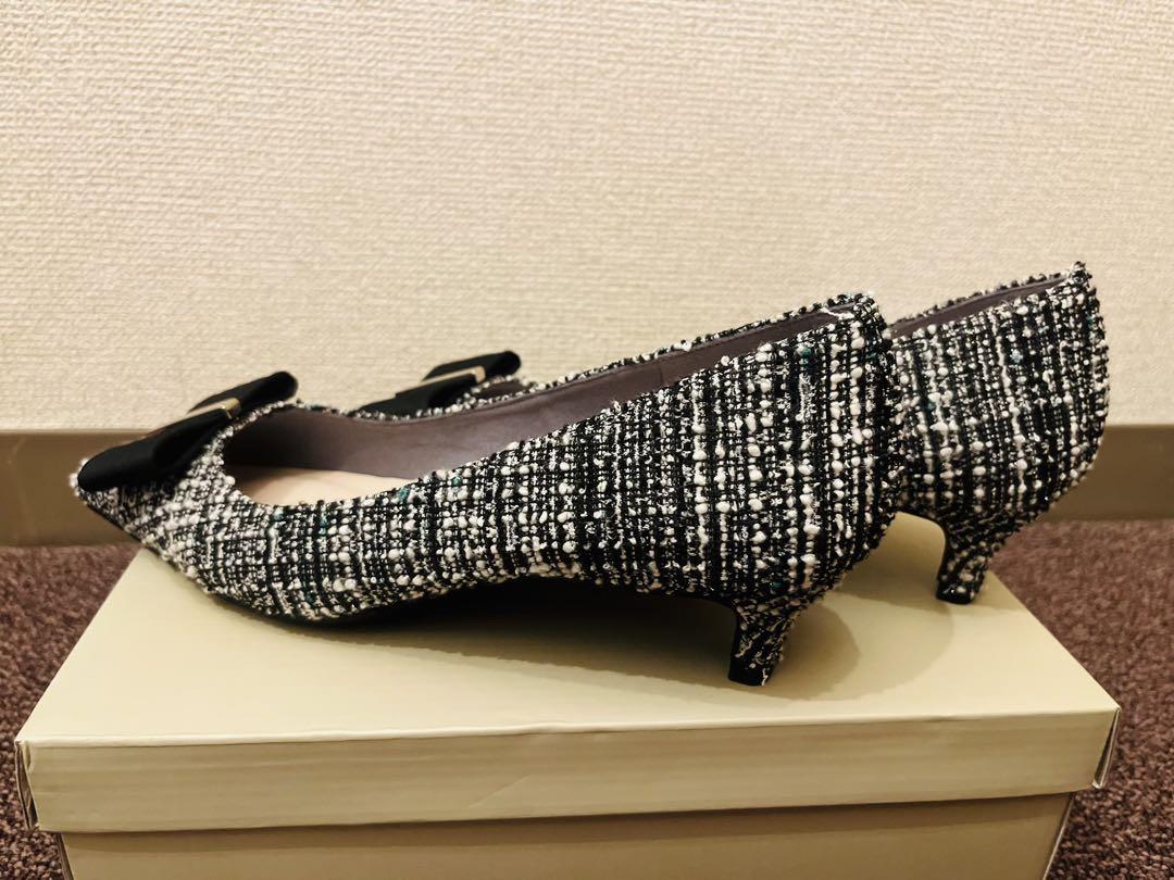 新品同様　ダイアナ　グログランリボン スクエアトゥパンプス　24.5
