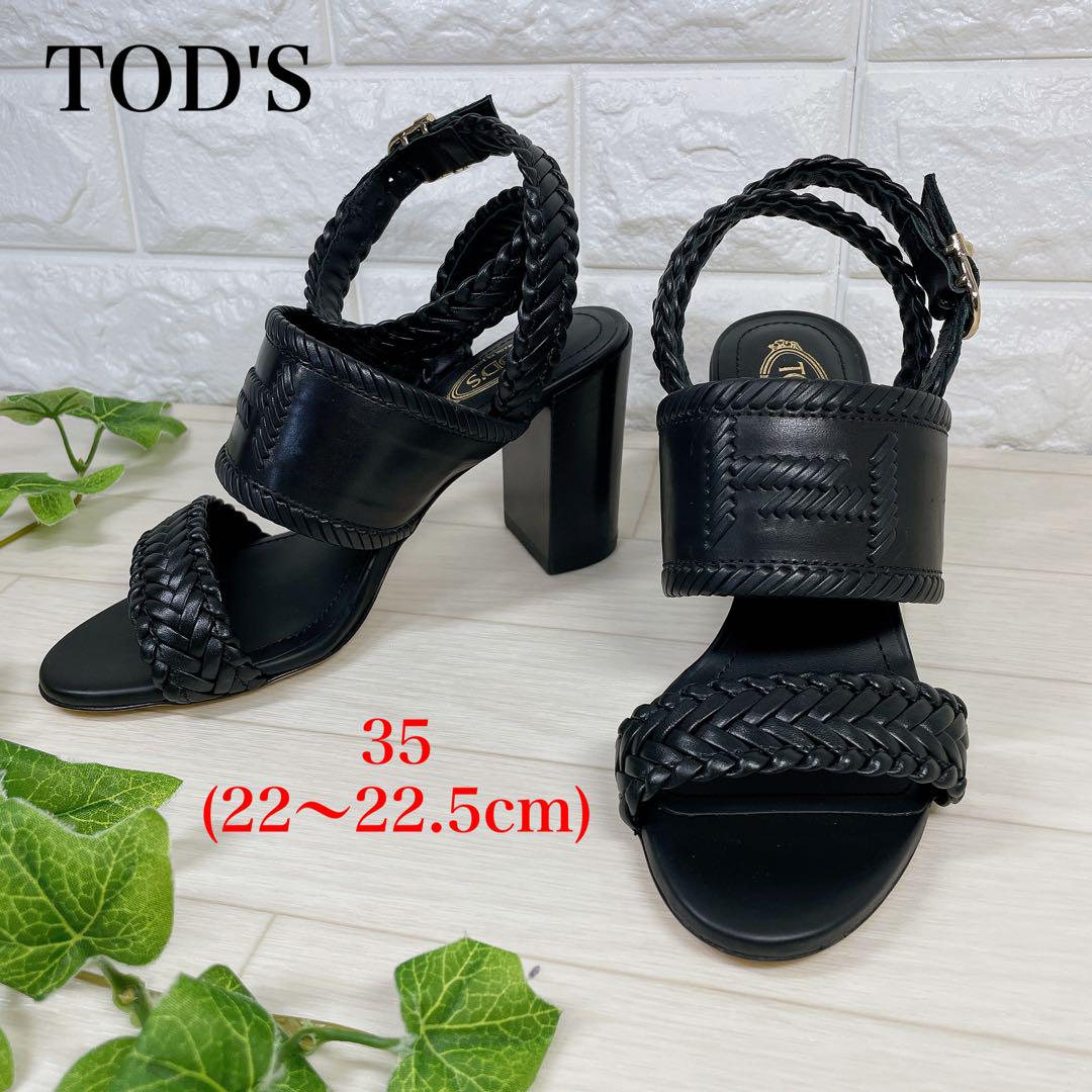 TOD´S ダブルT サンダル ブラック レザー サイズ35