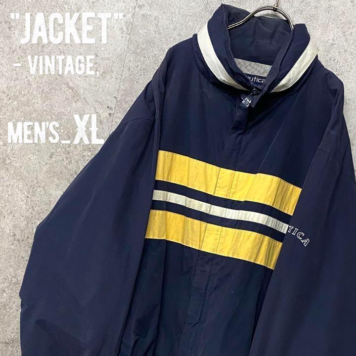 vintage90s《ノーティカ》刺繍コットンナイロンジャケット/メンズXL