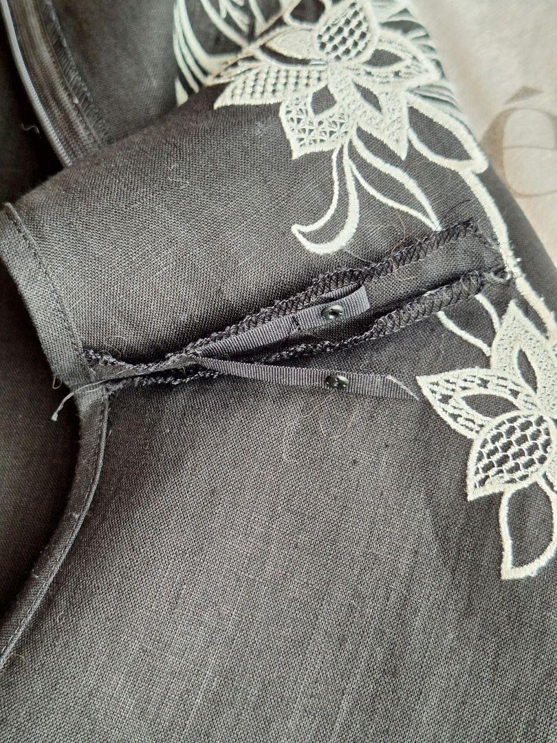 【Rene】刺繍襟 リネン 爽やか ワンピース 36　極美品フィッシュテイル Rene】刺繍襟 リネン 爽やか ワンピース 36 極美品フィッシュ