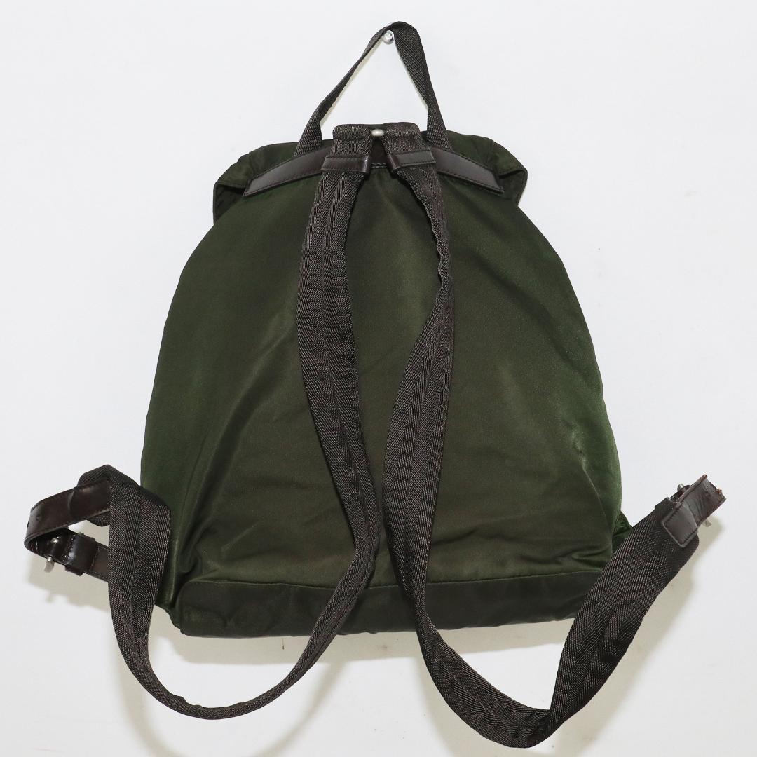 PRADA プラダ リュック 三角ロゴ レディース カーキ 美品☆PRADA プラダ リュック ナイロン 三角ロゴ ミリタリー