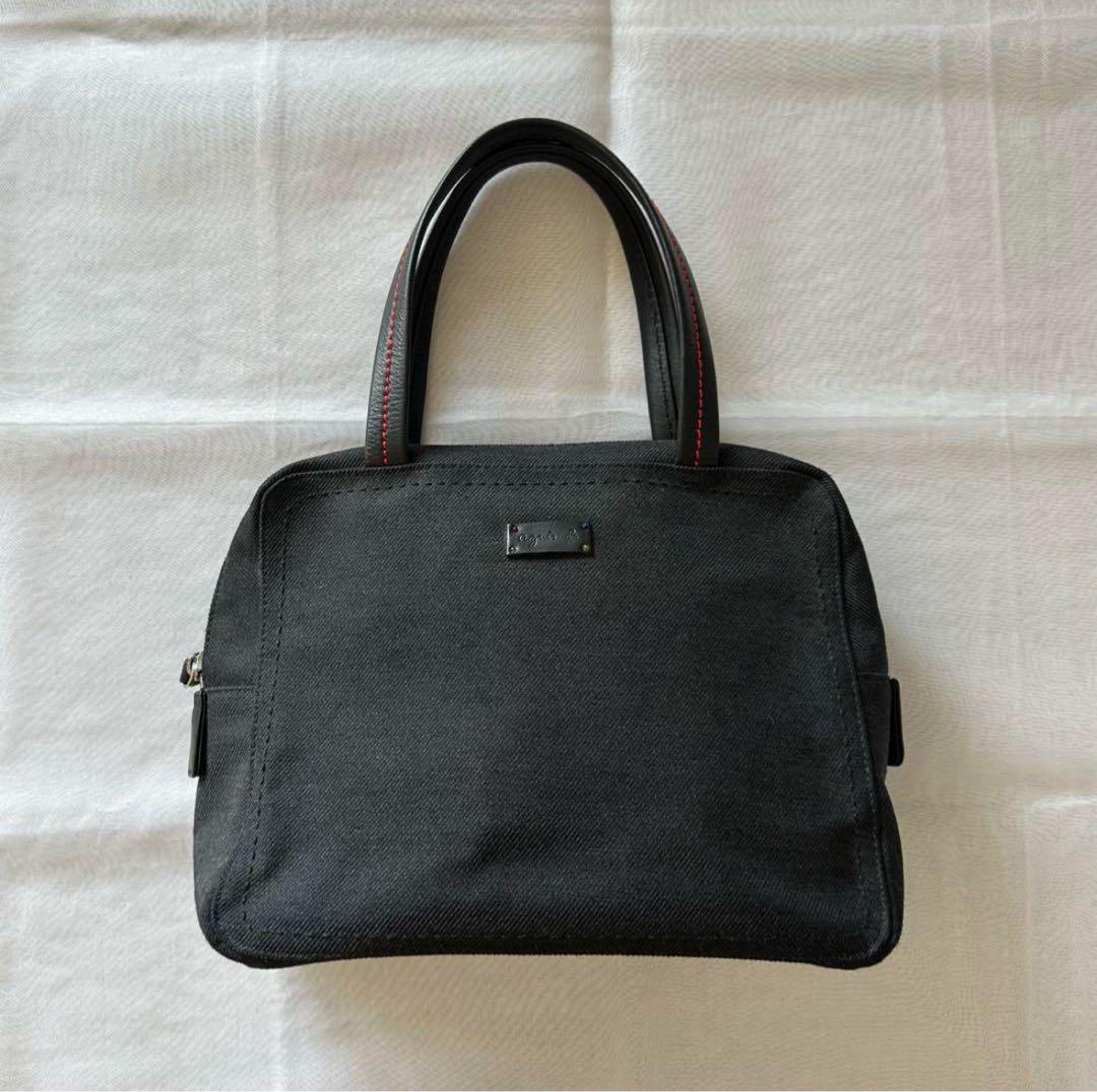 〔お手軽に〕 agnes b アニエスベー キャンバス ハンドバッグ グレー
