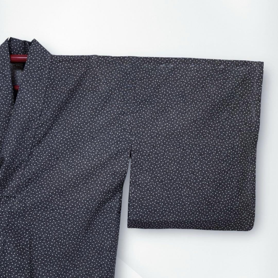 【美品✨】東レシルック　洗える着物　夏物　絽　江戸小紋　花びら　黒色　D3