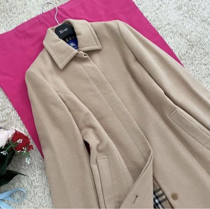 美品☆バーバリーブルーレーベル ロングコート アンゴラ混 ノバ ...