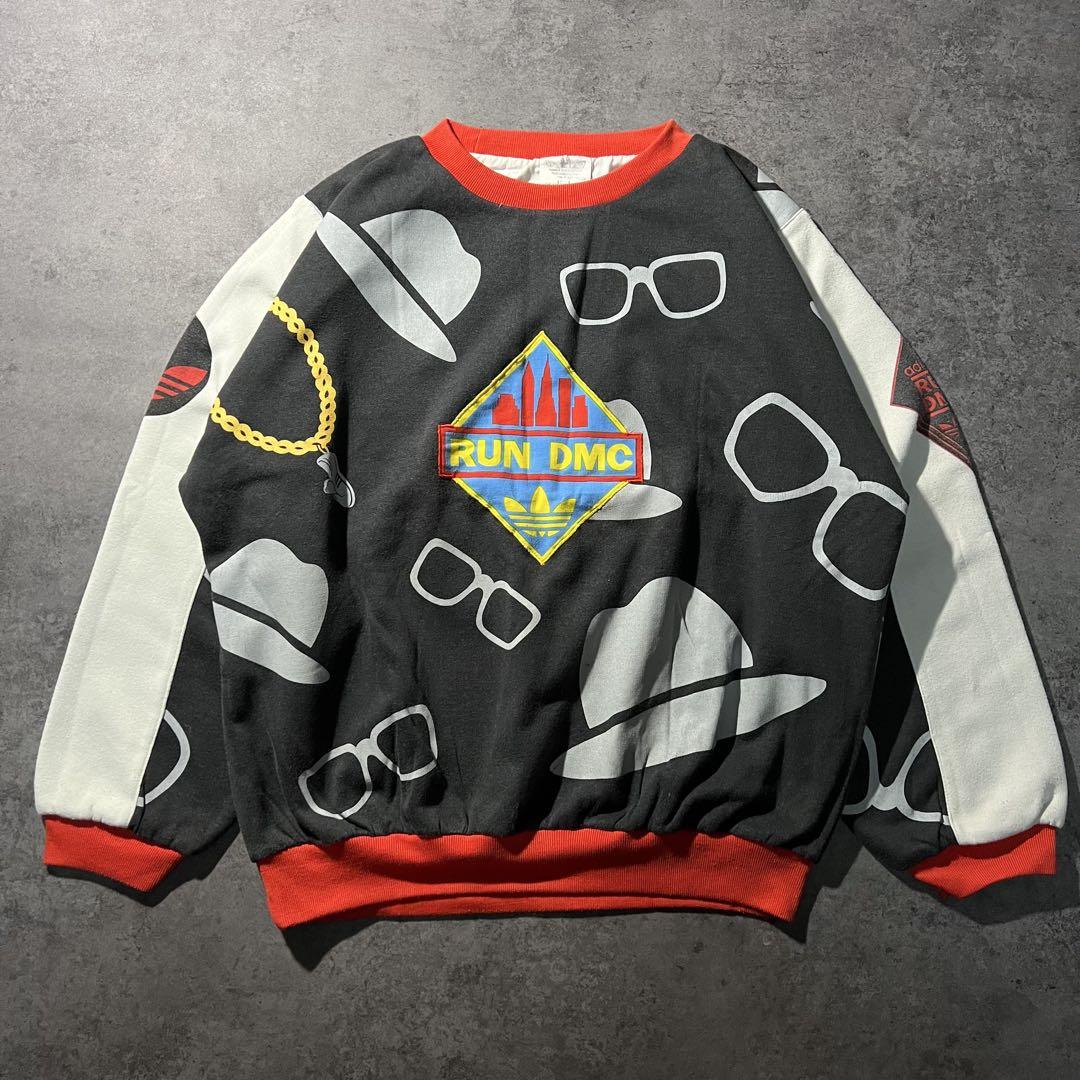 【即日発送・US古着】80s アディダス　リバーシブル　スウェット　黒　白　L〜