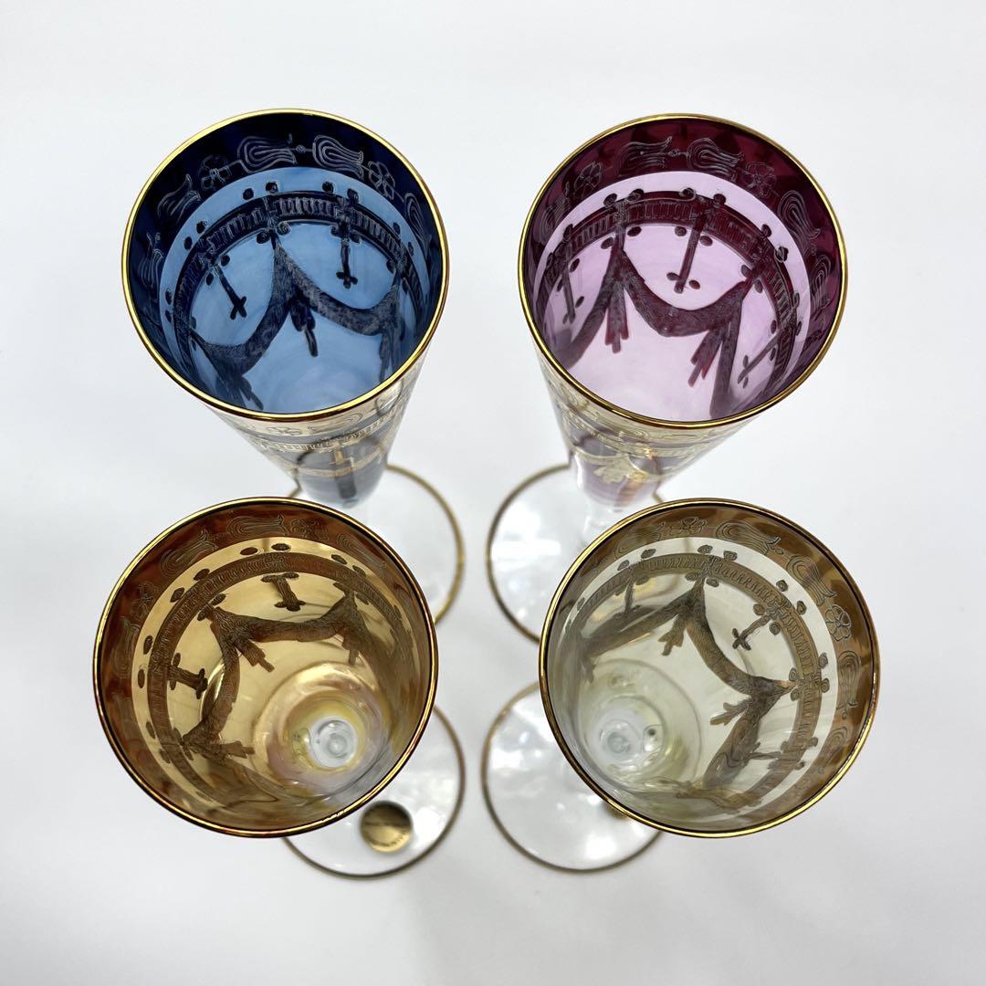 【未使用】ベネチアングラス ワイングラス/シャンパングラス 4個セット 新品】ベネチアングラス ワイングラス シャンパングラス