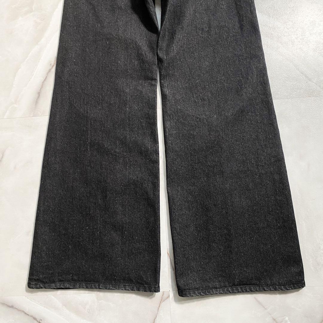 A16531 美品 パメオポーズ サークルフラワーデニム ワイドバギー 黒 M A16531 美品 パメオポーズ サークルフラワーデニム ワイドバギー