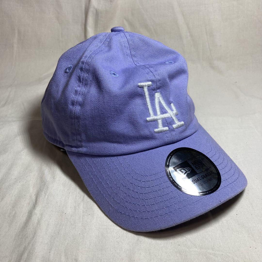 New Era ドジャース キャップ　ロゴ刺繍　 ラベンダー　帽子