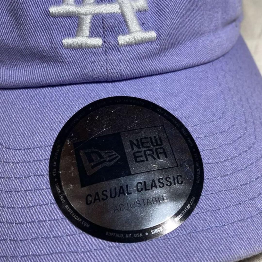 New Era ドジャース キャップ　ロゴ刺繍　 ラベンダー　帽子